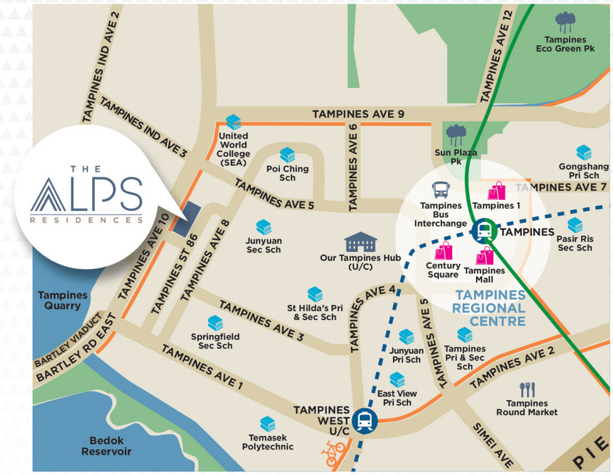 Location of Tampines Alps Residences